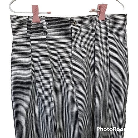 Vintage Danielle B Ultra High Rise Ribcage Houndstooth Pleated Trouser Pants - Picture 2 of 11